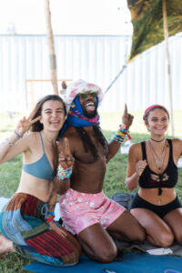 People sitting in a tent